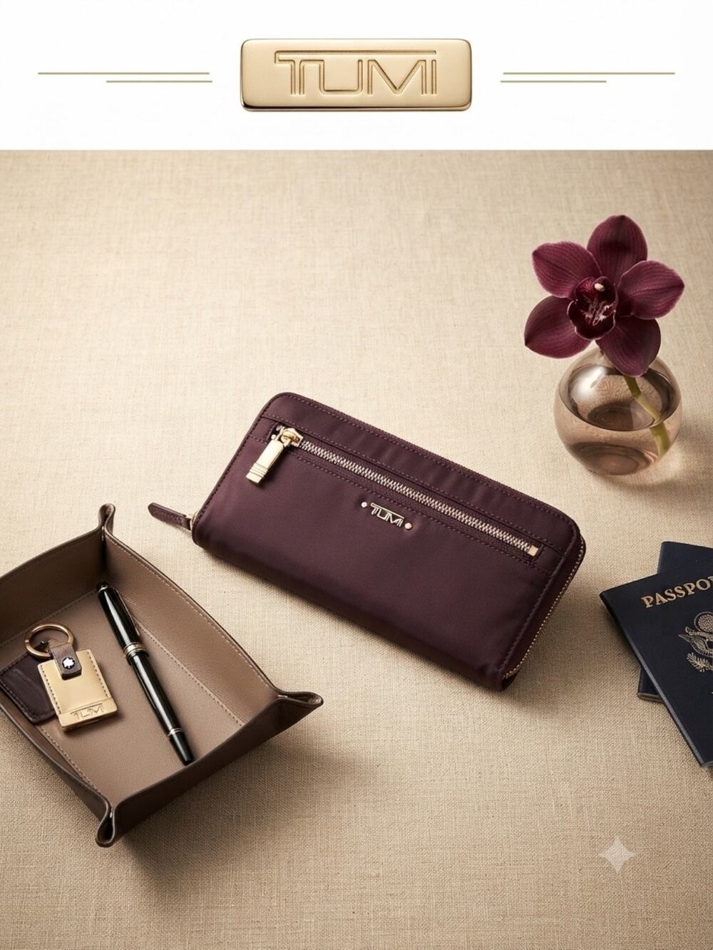 Tumi Continental Zip-Around Wallet - Rich Plum